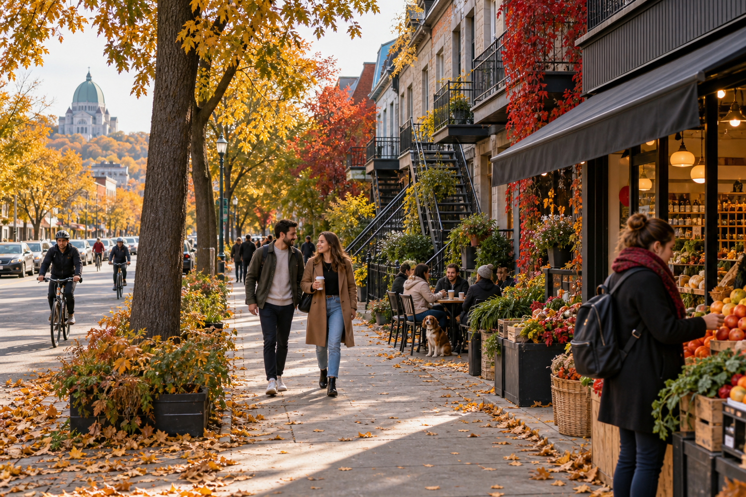 Vita quotidiana in una strada di Montréal. Immagine illustrativa generata con IA.