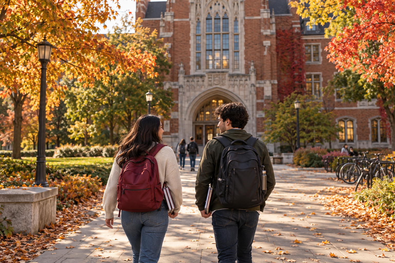 Studenti adulti in un campus canadese. Immagine illustrativa generata con IA.